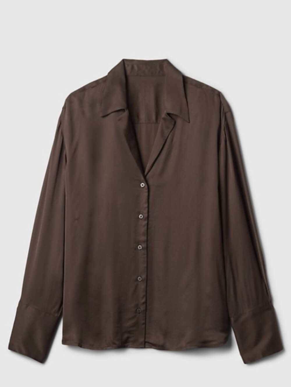 Gap Satin Button Down Shirt Long Sleeve Espresso Deep Dark Brown XXL 2XL Relaxed